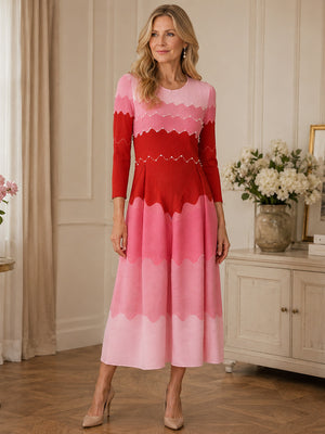 Elegant Pearl Embellished Pleated Maxi Bounce Dress
