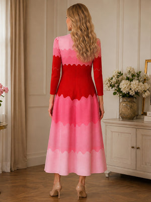 Elegant Pearl Embellished Pleated Maxi Bounce Dress