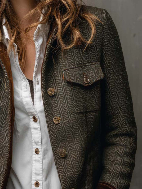 Stylish Groovy Collared Long Sleeve Jacket