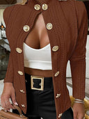 Versatile Stand Collar Long Sleeve Button Jacket