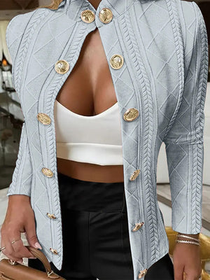 Versatile Stand Collar Long Sleeve Button Jacket