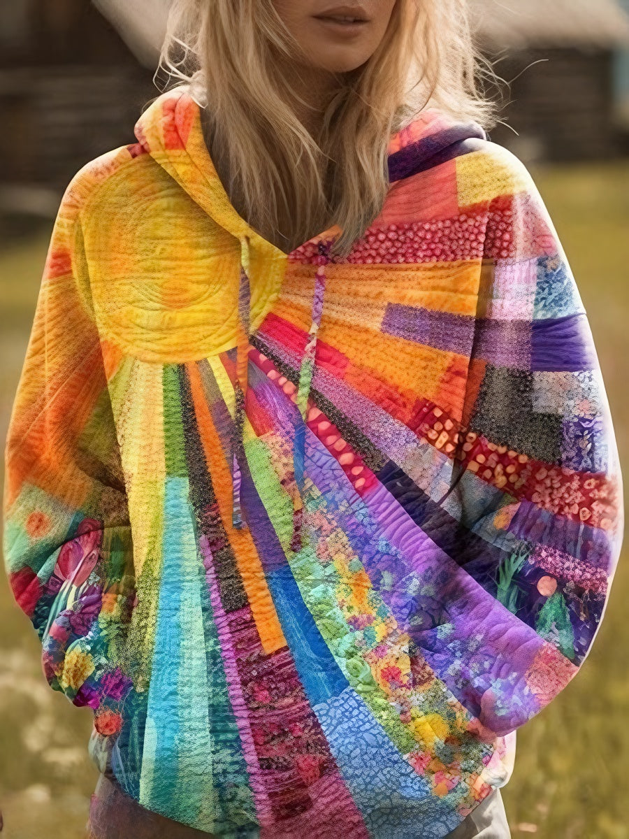 Artistic Sunflower Painted Print Hoodie