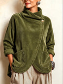 Asymmetric Button Corduroy Top