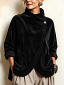 Asymmetric Button Corduroy Top