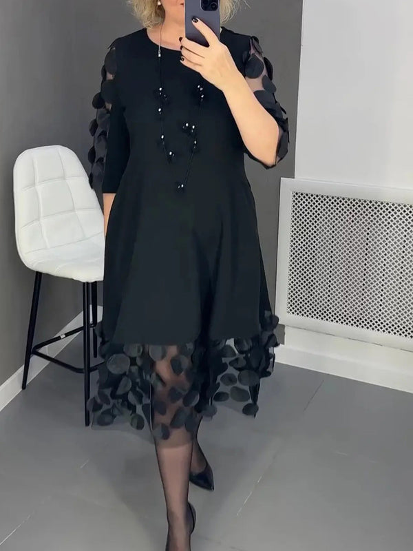 Black Petal Elegant Maxi Dress