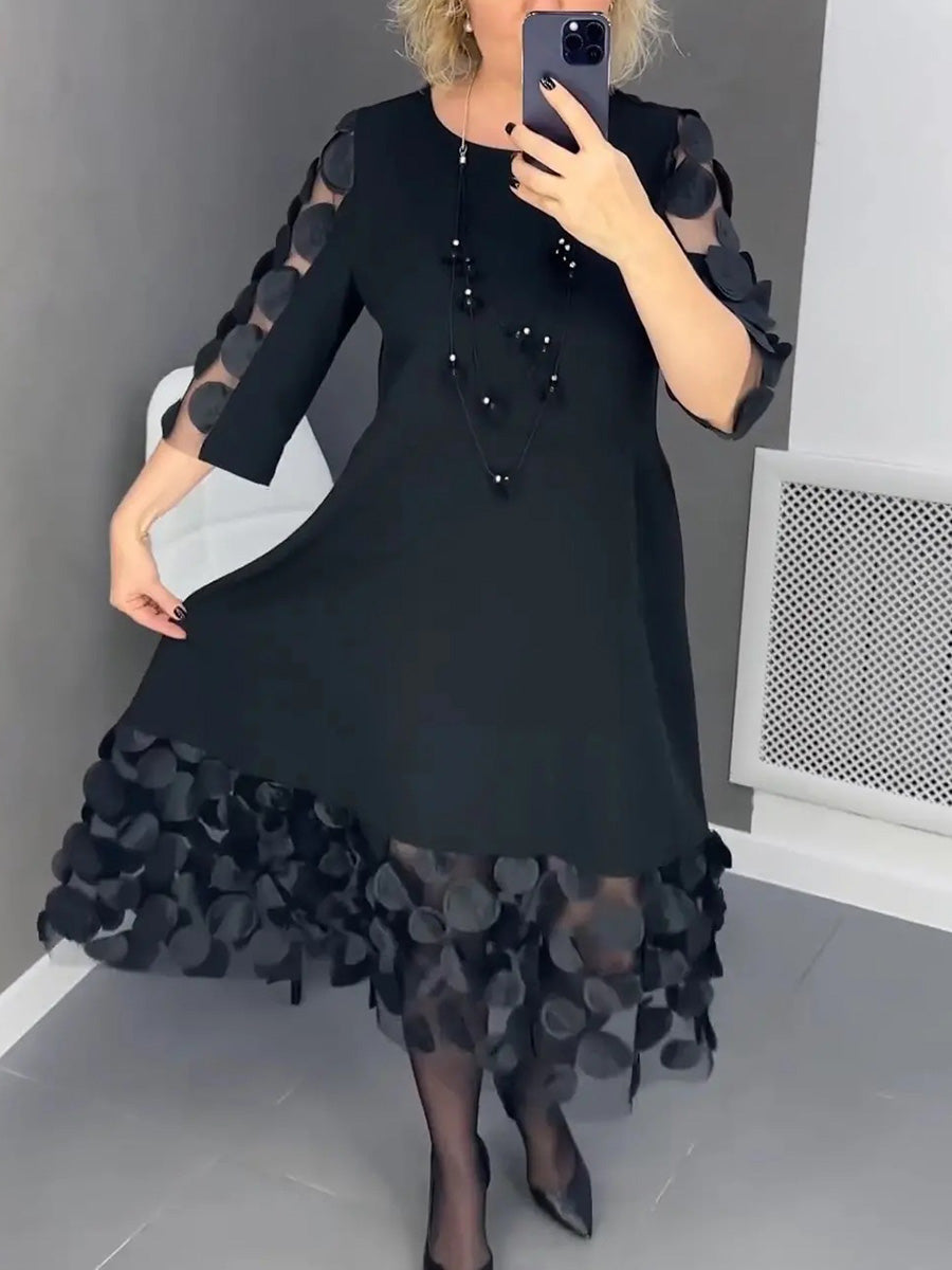 Black Petal Elegant Maxi Dress