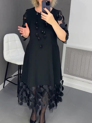 Black Petal Elegant Maxi Dress