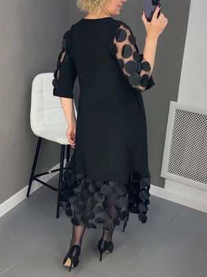 Black Petal Elegant Maxi Dress