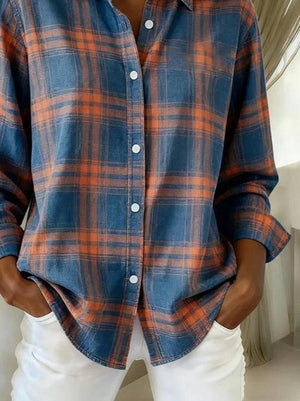 Blue Checkered Long Sleeve Button-Down Shirt