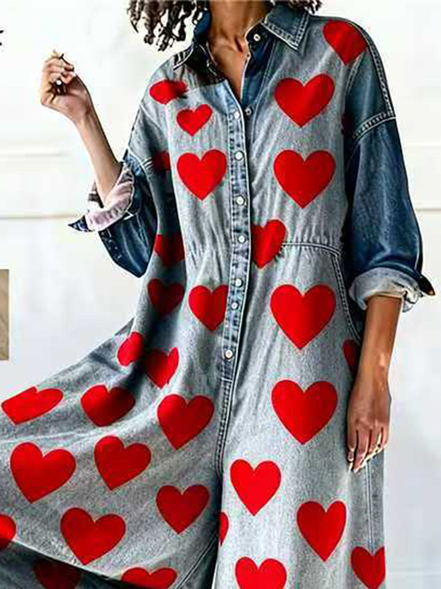 Blue Heart Print Fashion Jumpsuit