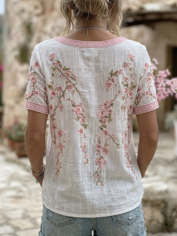 Bohemian Floral Crew-Neck Top