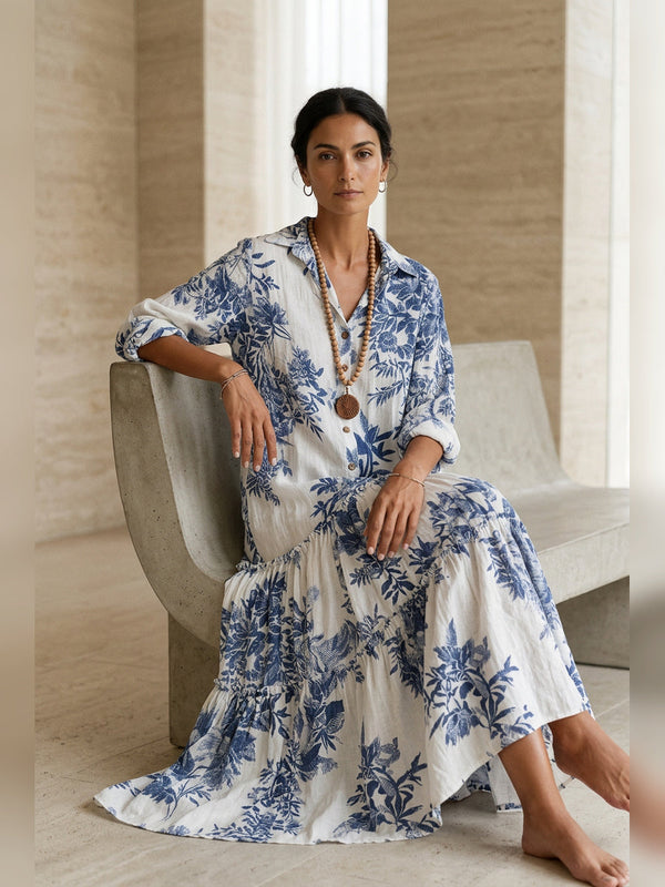 Bohemian Floral Button-down Maxi Dress
