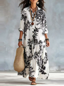 Bohemian Floral Button-down Maxi Dress