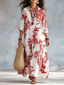 Bohemian Floral Button-down Maxi Dress