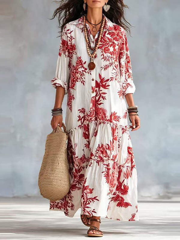 Bohemian Floral Button-down Maxi Dress