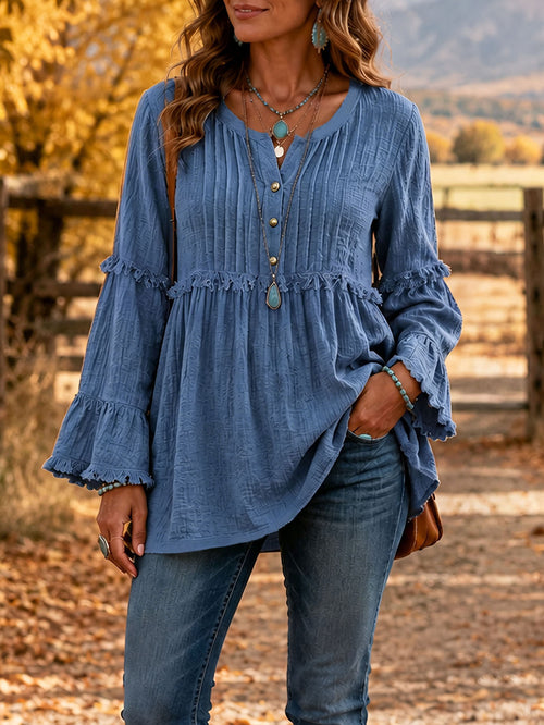 Boho Chic Long Sleeve Fringe Top