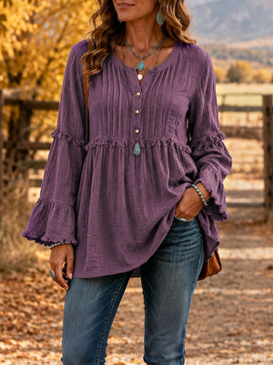 Boho Chic Long Sleeve Fringe Top