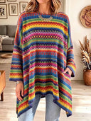 Boho Geometric Oversized Knit Top