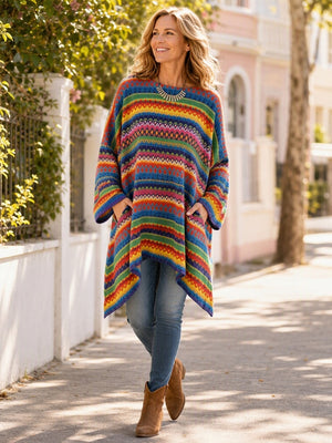 Boho Geometric Oversized Knit Top