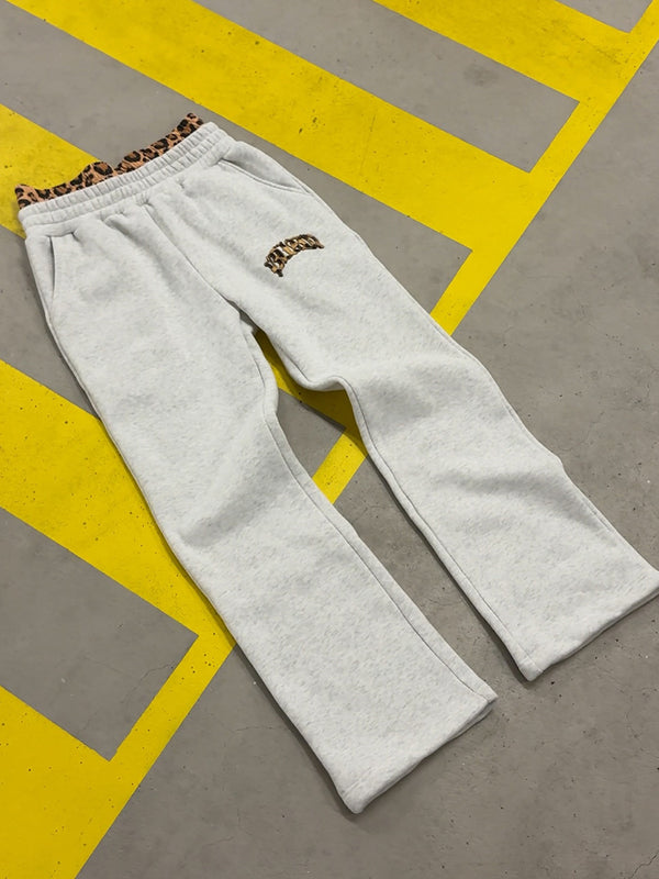 Bold Leopard Letter Embroidery Hoodie Set