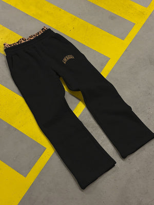 Bold Leopard Letter Embroidery Hoodie Set