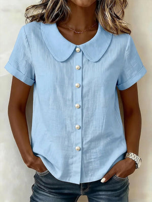 Breathable Linen Blend Short Sleeve Top