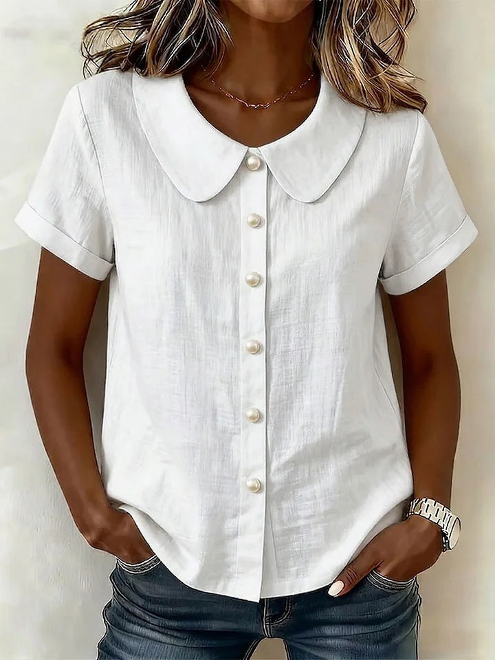 Breathable Linen Blend Short Sleeve Top