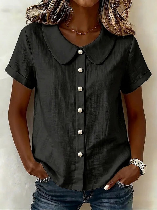 Breathable Linen Blend Short Sleeve Top