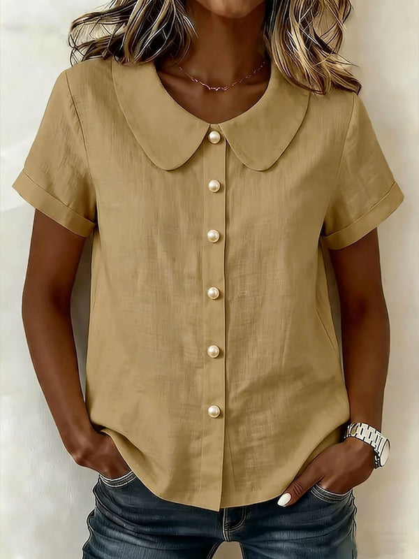 Breathable Linen Blend Short Sleeve Top