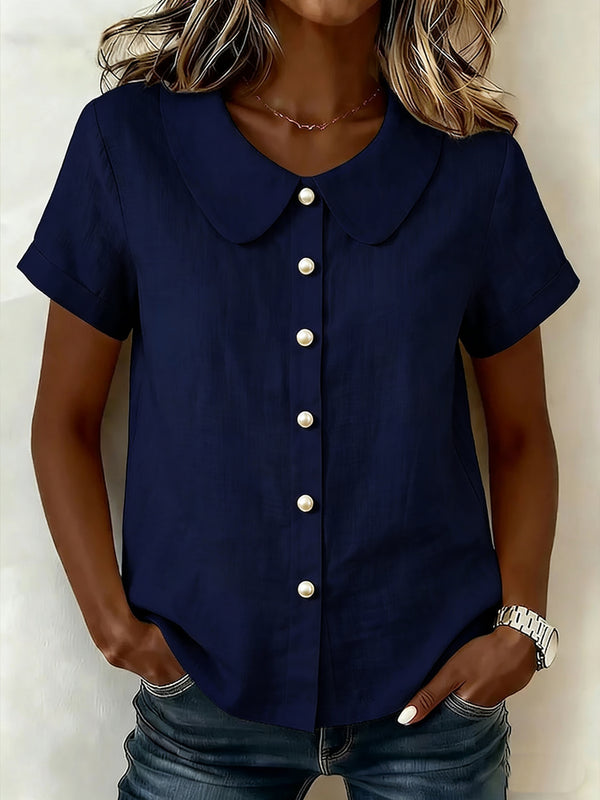 Breathable Linen Blend Short Sleeve Top