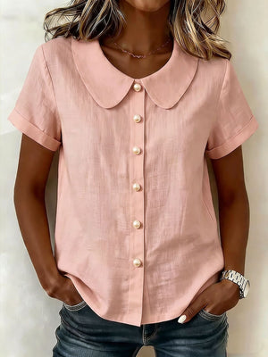 Breathable Linen Blend Short Sleeve Top