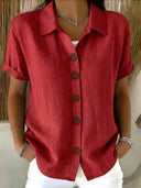Breathable Short Sleeve Button Blouse
