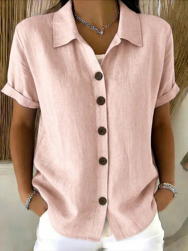 Breathable Short Sleeve Button Blouse
