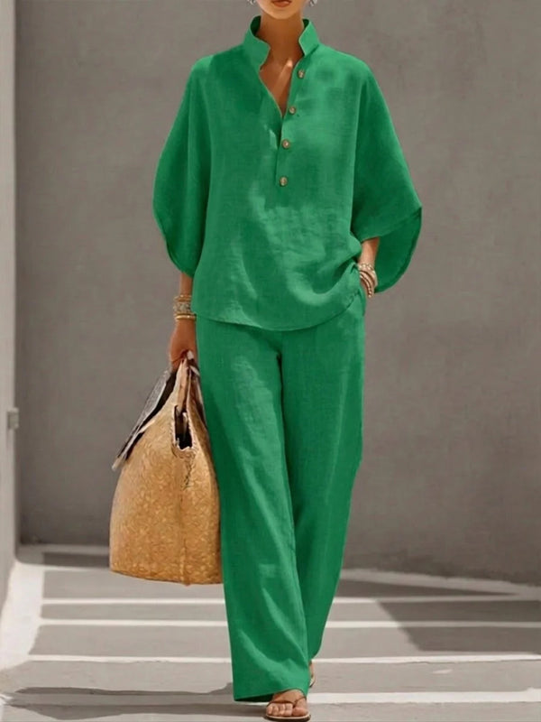 Casual Cotton Linen Set – Women’s Relaxed Two Piece Outfit