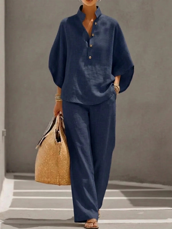 Casual Cotton Linen Set – Women’s Relaxed Two Piece Outfit