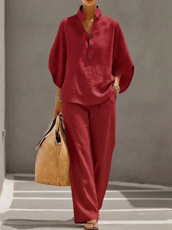 Casual Cotton Linen Set – Women’s Relaxed Two Piece Outfit