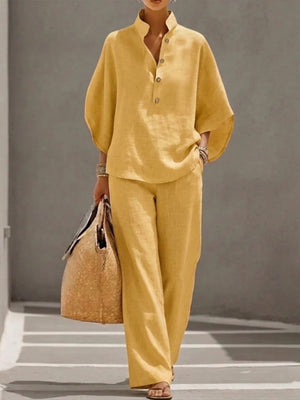 Casual Cotton Linen Set – Women’s Relaxed Two Piece Outfit