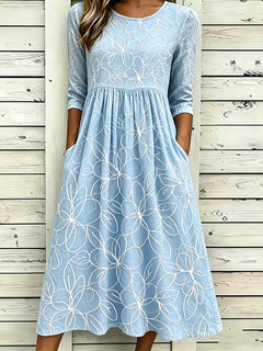 Casual Art Print Midi Dress