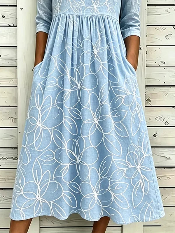 Casual Art Print Midi Dress