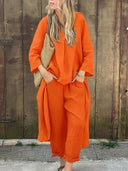 Casual Asymmetric Cotton Linen Two-Piece Set