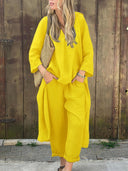 Casual Asymmetric Cotton Linen Two-Piece Set