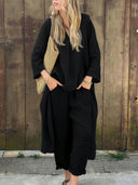 Casual Asymmetric Cotton Linen Two-Piece Set