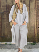 Casual Asymmetric Cotton Linen Two-Piece Set