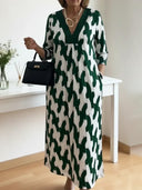 Casual Chic Mid-Sleeve V-Neck Maxi Dress