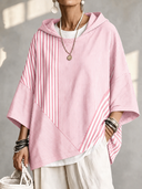 Casual Chic Striped Hooded Sweatshirt