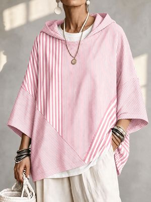 Casual Chic Striped Hooded Sweatshirt