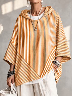 Casual Chic Striped Hooded Sweatshirt