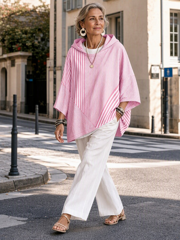 Casual Chic Striped Hooded Sweatshirt