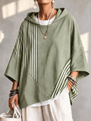 Casual Chic Striped Hooded Sweatshirt