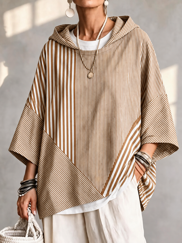 Casual Chic Striped Hooded Sweatshirt
